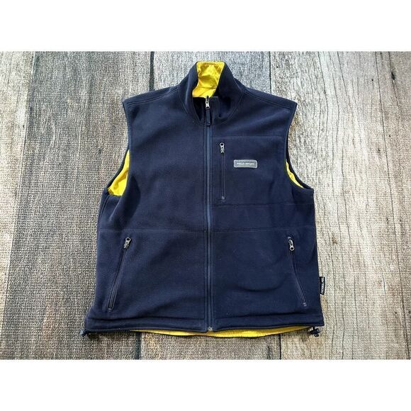 VTG Polo Sport Polartec Men's Large Yellow Blue Reversible Vest Coat - Picture 7 of 12